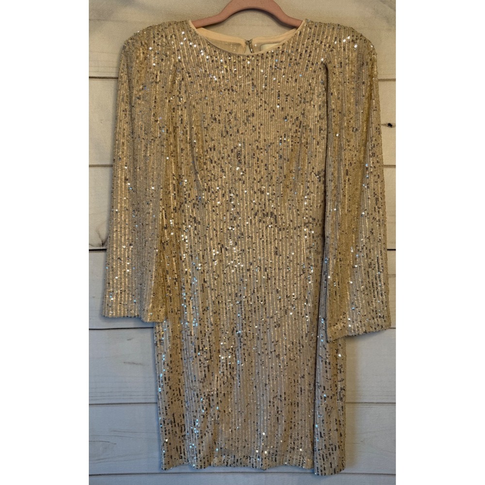 Adelyn Rae Nude Silver Sequin Cape Mini Dress F248D6038 L